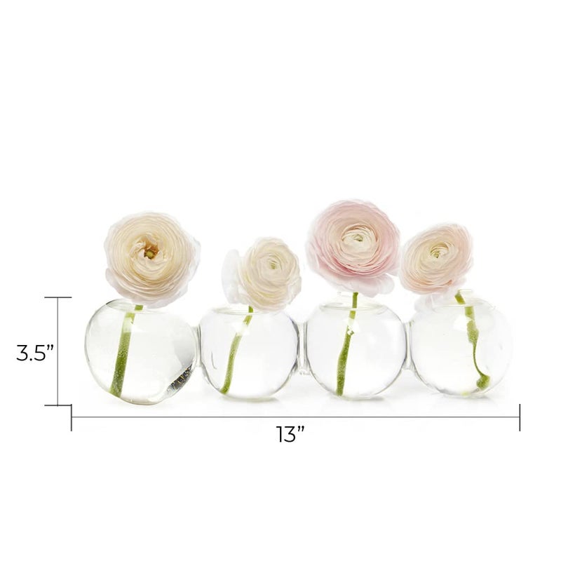 CHIVE â€˜Caterpillarâ€™ Bubble Bud Vase for Centerpieces â€” 4 Hole Multi Chamber Clear Glass Flower Vase for Short Flowers â€” Large, 13â€ Long - Image 3